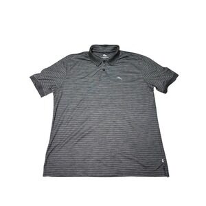 Tommy Bahama Men's Gray Striped Golf Polo Shirt Short Sleeve Casual Sportswear L